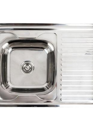 Накладна мийка аква з нержавіючої сталі l-ліва 800×600 мм, товщина 0,7 мм