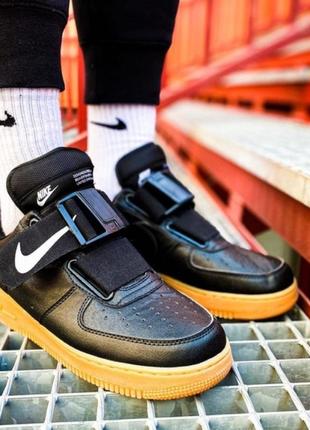 Nike air force 1 black utility gum кросівки чоловічі найк