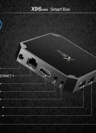 Приставка smart tv box x96 mini 2/16 гб на android 9 0, смарт-тв приставка або медіаплеєр hd.5 фото