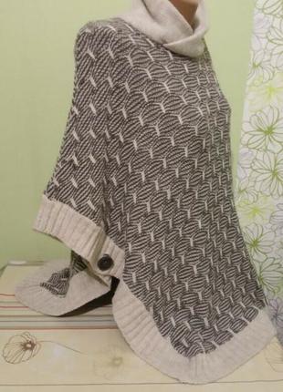 Женское вязаное пончо накидка с шерстяной ниткой2 фото