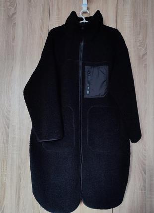 Хорошенькое черное пальто тедди куртка размер 50-52-54