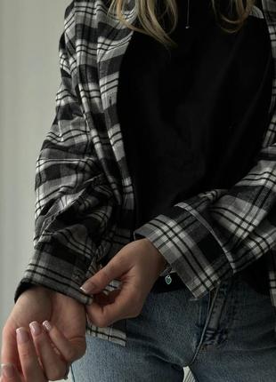 Рубашка сорочка дрібна клітинка чорний рожевий колір s m l7 фото