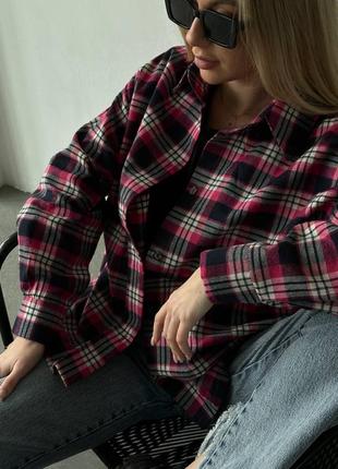 Рубашка сорочка дрібна клітинка чорний рожевий колір s m l5 фото