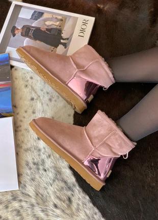 ❄️🌺ugg mini pink🌺❄️угги женские зимние с мехом, розовые