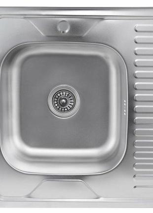 Накладна мийка аквасатин з нержавіючої сталі l-ліва 600×600 мм, товщина 0,7 мм