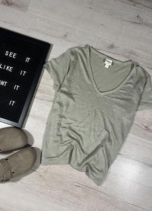 Льняная футболка h&m