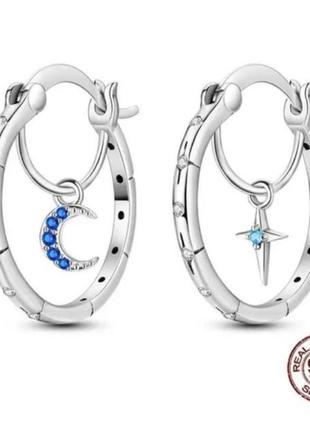 Серьги кольца серебро silver_pandora original серьги