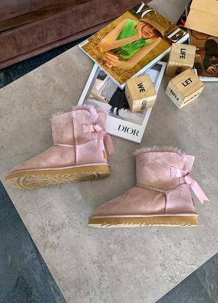 Жіночі уггі з бантом, ugg bailey pink