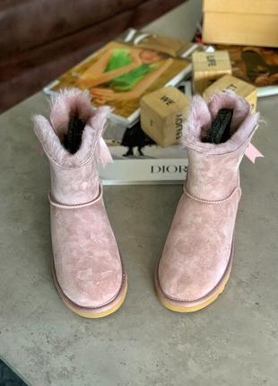 Жіночі угги з бантом, ugg bailey pink2 фото