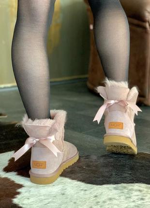 Жіночі угги з бантом, ugg bailey pink3 фото