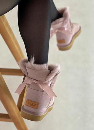 Жіночі угги з бантом, ugg bailey pink8 фото