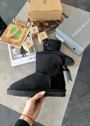 Женские черные угги с бантом, ugg bailey black