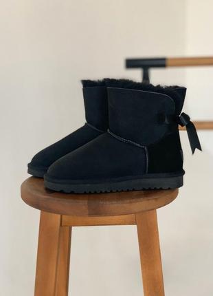 Жіночі чорні угги с бантом, ugg bailey black4 фото