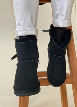 Жіночі чорні угги с бантом, ugg bailey black6 фото