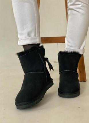 Жіночі чорні угги с бантом, ugg bailey black9 фото