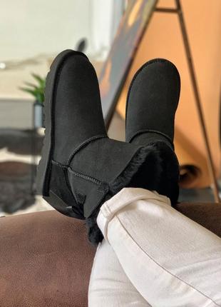 Жіночі чорні угги с бантом, ugg bailey black10 фото