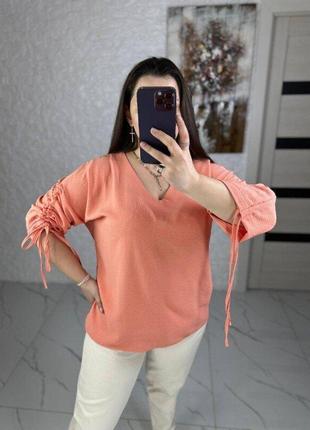 Блуза вільного крою, з v-образним вирізом 46-72 рр. женская блуза норма, батал, супер батал 09530 vl2 фото