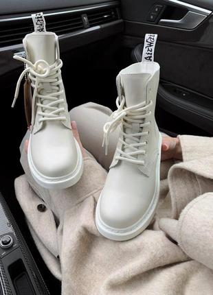 Черевики dr.martens 1460 white cream ( premium ) термо підкладка ботинки9 фото