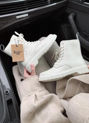 Черевики dr.martens 1460 white cream ( premium ) термо підкладка ботинки10 фото