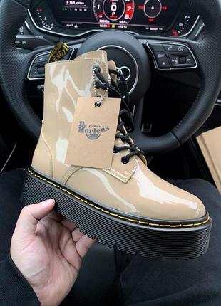 Черевики dr.martens patent beige ( premium ) з замком ботинки8 фото