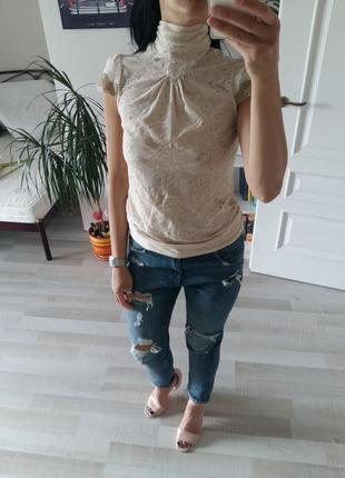 Красивейшая ажурная блуза mango, айвори