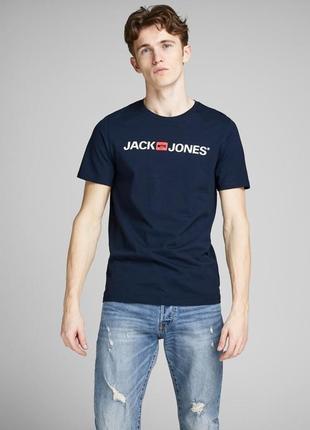 Стильная футболка синего цвета jack&jones made in bangladesh, молниеносная отправка2 фото