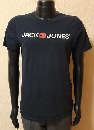 Стильная футболка синего цвета jack&jones made in bangladesh, молниеносная отправка5 фото