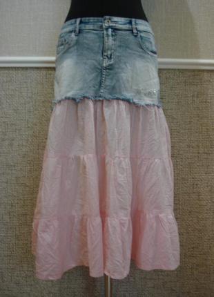 Летняя юбка с воланами джинсовая юбка  бренд 5hl