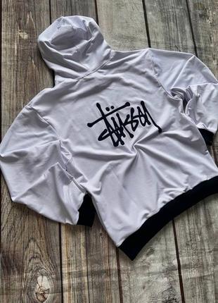 Підліткова толстовка чоловіча худі біла з капішоном stussy