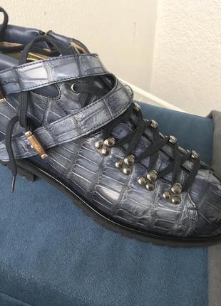 Итальянские ботинки santoni с крокодиловой кожи,новые6 фото