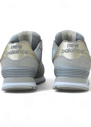 Стильные женские весенние кроссовки серые с золотом new balance замша сетка весна-осень,натуральная замша5 фото