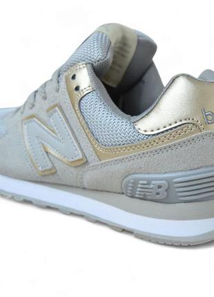 Стильные женские весенние кроссовки серые с золотом new balance замша сетка весна-осень,натуральная замша9 фото