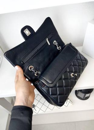 Классическая черная кожаная сумка chanel сумочка3 фото