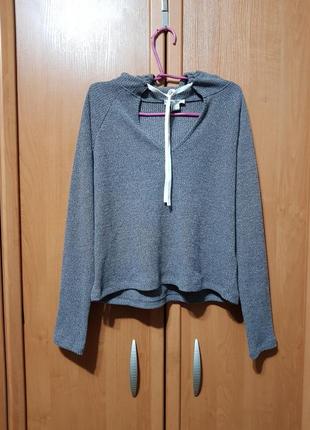 Стильный серый свитшот с капюшоном, красивый серый свитер, свитерок, кофта оверсайз2 фото