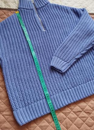 Гиацинтовый теплый свитер крупной крупной вязки sinsay xs женский гольф на замке стильный кофта гольф кофта стойка9 фото