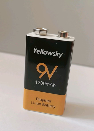 9v акумулятор літієвий yellowsky, 1200 mah, крона, 6f22, акб