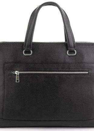 Чоловіча шкіряна сумка з відділенням для ноутбука leather collection чорна6 фото