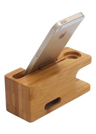 Підставка під телефон дерев'яна на стіл для зарядки (смартфон, iphone, ipad, apple watch)| підставка тримач для телефона настільна4 фото