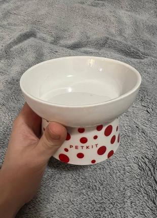 Миска для котов/собак керамическая petkit polka dot bowl white3 фото