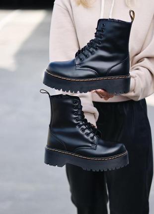 Ботинки зимние мартинсы dr. martens jadon black fur ❄сапоги на зиму2 фото