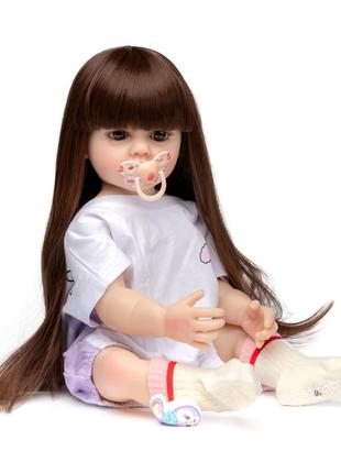 Силіконова колекційна лялька реборн reborn дівчинка зайчик (вінілова лялька) висота 55 см2 фото