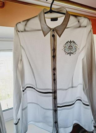 Белая рубашка gerry weber с разными пуговицами, размер m-l.10 фото
