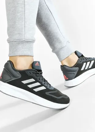 Беговая обувь adidas duramo 10 gw8346 grey six/silver metallic/turbo5 фото