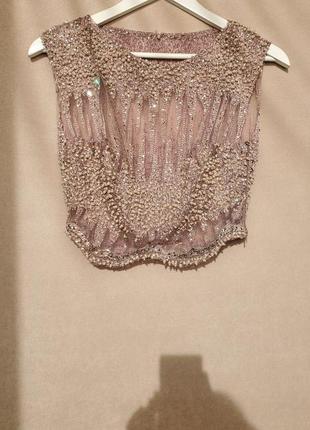 Сукня вечірня випускна пудрова плаття handmade каміння swarovski перлини4 фото