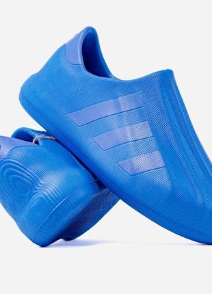 Модель 2024 синие челлвичи резиновые тапочки мужественные adidas adifom superstar blue шлёпанцы тапочки1 фото