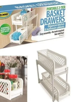 Органайзер для ванної portable 2 tier basket drawers полиця для к2 фото