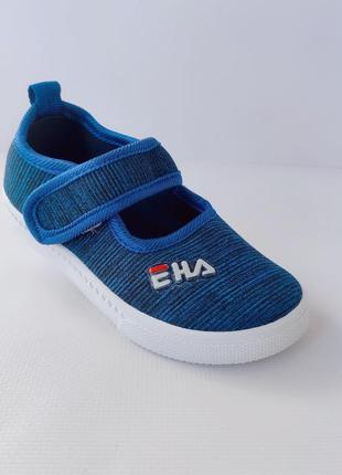 Текстильні мокасини кеди тапки сліпони bluerama для хлопчика, р. з 21, 22, 23, 24, 25, 26