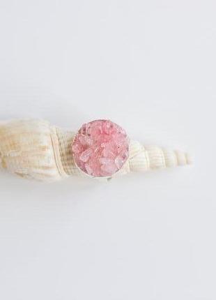 Перстеник з рожевим кварцем - кольцо с розовым кварцем - два оттенка или микс