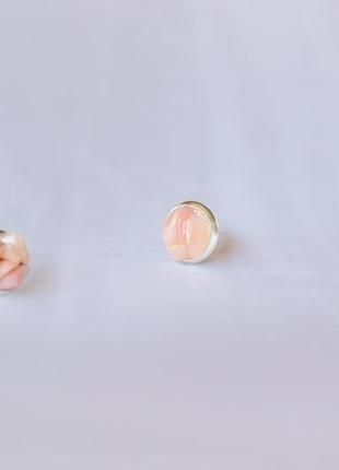 Сережки з рожевим опалом цвяшки - сережки з рожевим опалом гвоздики пуссеты4 фото