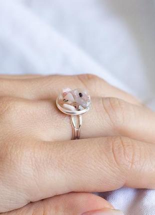 Перстеник з рожевим опалом - кольцо с розовым опалом - универсальный размер2 фото